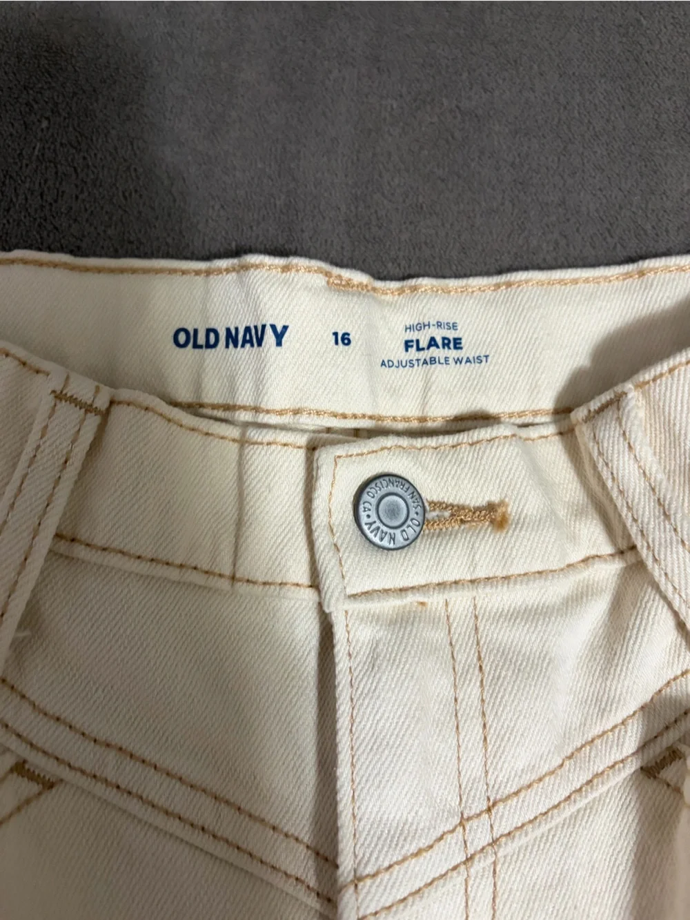 Old Navy Kids Light Khaki High-Rise Jeans with Contrast Stitching